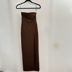MESHKI ~ Rachel Maxi Split Front Dress - chocolate (NEVER WORN)